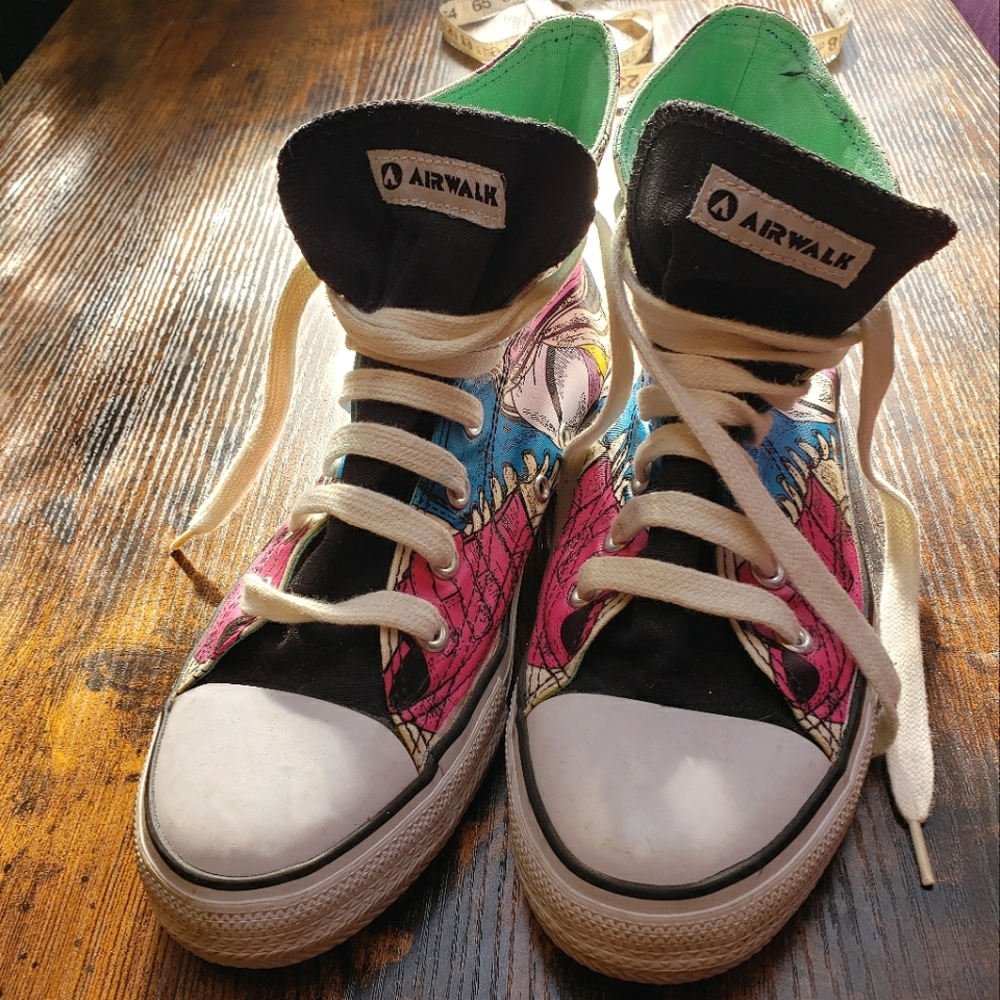 Airwalk multi color Converse vans skater hi tops 90s y2k neon canvas sho… - Picture 2 of 10